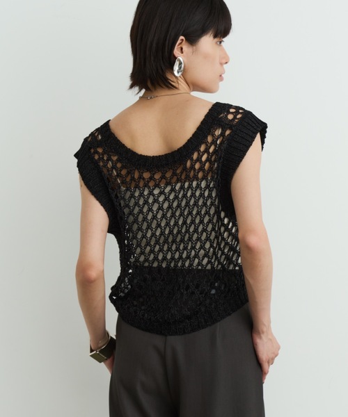 DFFUR. ベスト ジレ Uネックメッシュショートベスト レディース - 画像 (7)