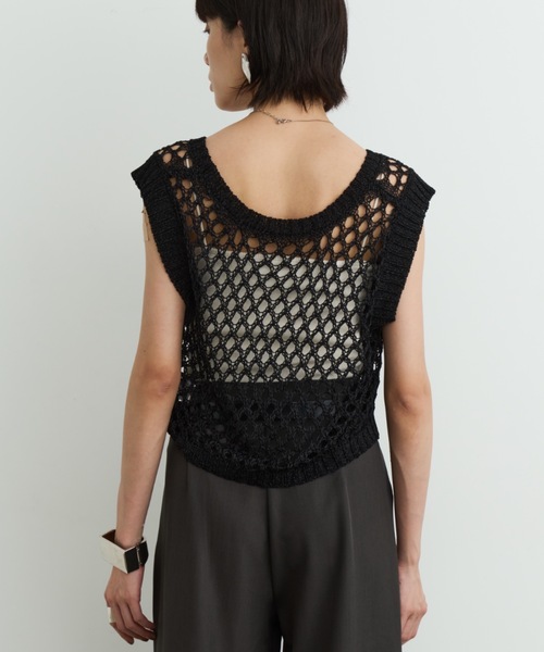 DFFUR. ベスト ジレ Uネックメッシュショートベスト レディース - 画像 (9)