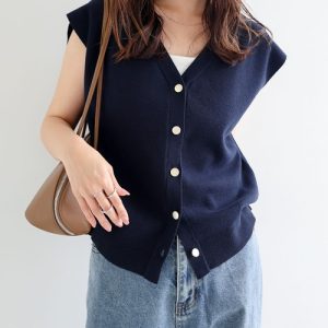 andme 「andme」 「alma design」ニットベスト M ネイビー レディース