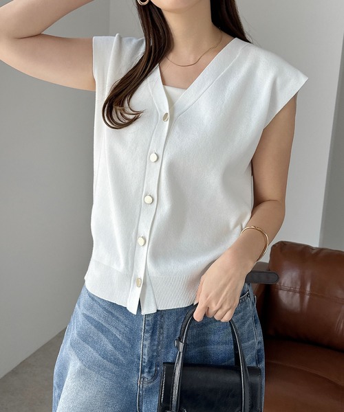 andme 「andme」 「alma design」ニットベスト M ネイビー レディース - 画像 (3)