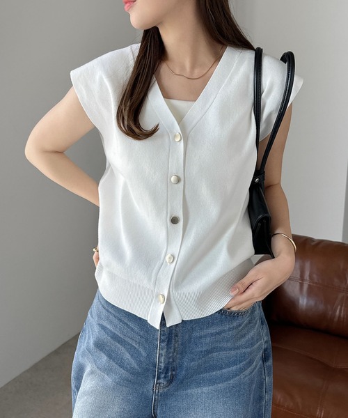 andme 「andme」 「alma design」ニットベスト M ネイビー レディース - 画像 (4)