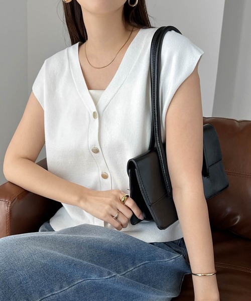 andme 「andme」 「alma design」ニットベスト M ネイビー レディース - 画像 (5)