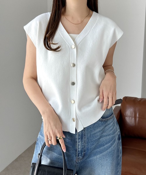 andme 「andme」 「alma design」ニットベスト M ネイビー レディース - 画像 (6)