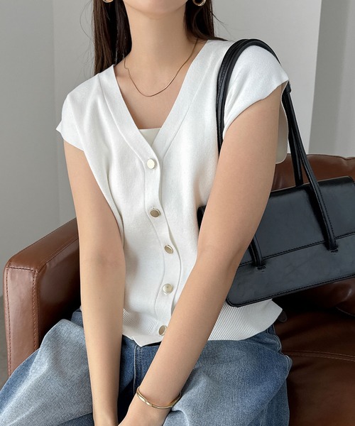 andme 「andme」 「alma design」ニットベスト M ネイビー レディース - 画像 (7)