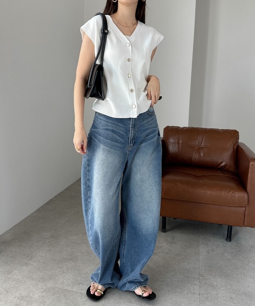 andme 「andme」 「alma design」ニットベスト M ネイビー レディース - 画像 (8)