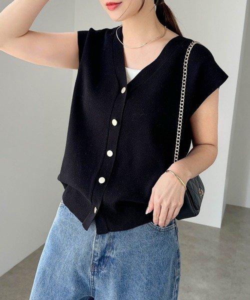 andme 「andme」 「alma design」ニットベスト M ネイビー レディース - 画像 (9)