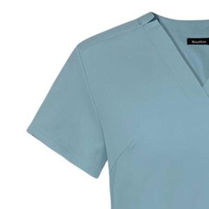 看護スクラブ制服作業服ユニセックス快適なストレッチマルチポケット通気性ジョガースーツスクラブセットスパ美容ペットショップ用 , ライトブルー, XXL