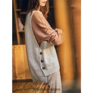 ニットベスト レディース チョッキ クルーネック ボタン付き スクールベスト ベスト ニットトップス ショット丈 上品 暖かい 急上昇