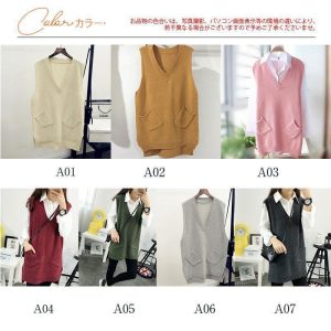 【大特価】ニット レディース ロング ス チョッキ Vネック ゆったり プルオーバー ジレー セーター 無地 秋コーデ カジュアル 重ね着