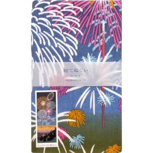 濱文様　絵手ぬぐい 見上げれば大輪花火 夏 手拭い おしゃれ クリックポスト対応