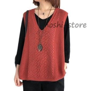 !ニットベスト レディース チョッキ トップス Vネック 薄手 ゆったり プルオーバー ベスト ジレー セーター 無地 秋コーデ 重ね着 体型カバー 秋冬