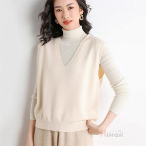 ニット ベスト レディース 春 夏 Vネック ニットタンクトップ サマーベスト ニットベスト チョッキ プルオーバー おしゃれ 無地